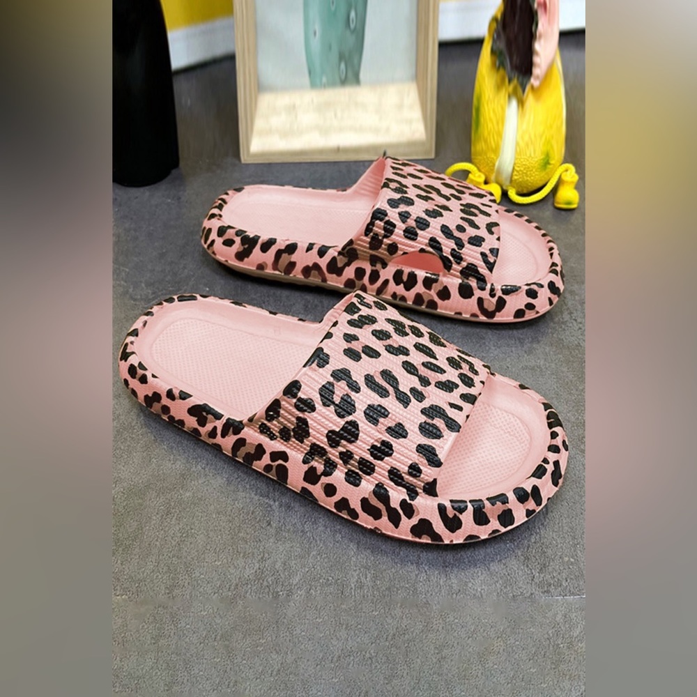 Pink Leopard Print Slip Ons